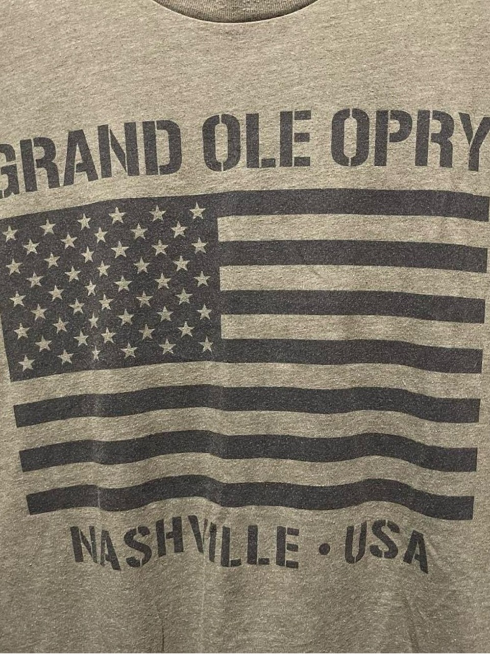 Olive green Grand Ole Opry Nashville USA United States flag graphic T-shirt tee - Picture 2 of 5